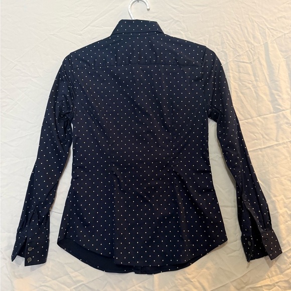 BANANA REPUBLIC Women’s/Mens Navy Button Up Polka Dot Shirt Tailored Fit - Picture 3 of 6